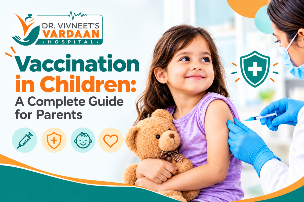 Vaccination in children at a child hospital in Patiala