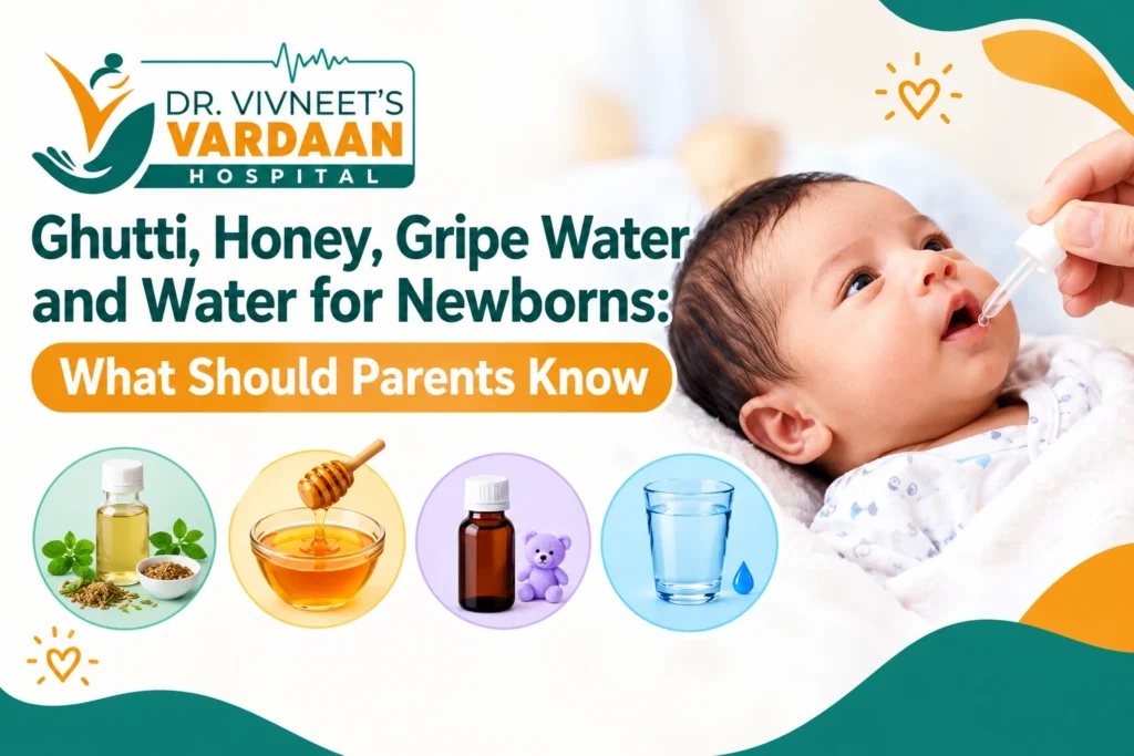Safe newborn feeding advice about ghutti, honey, gripe water and water